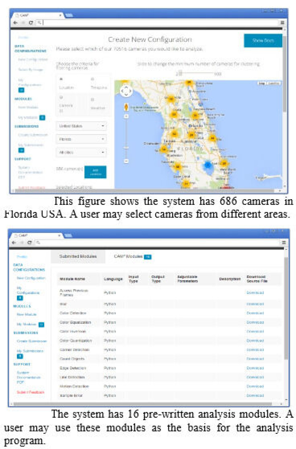 Camera Implementation Map On The API for Harvesting Global Camera Networks